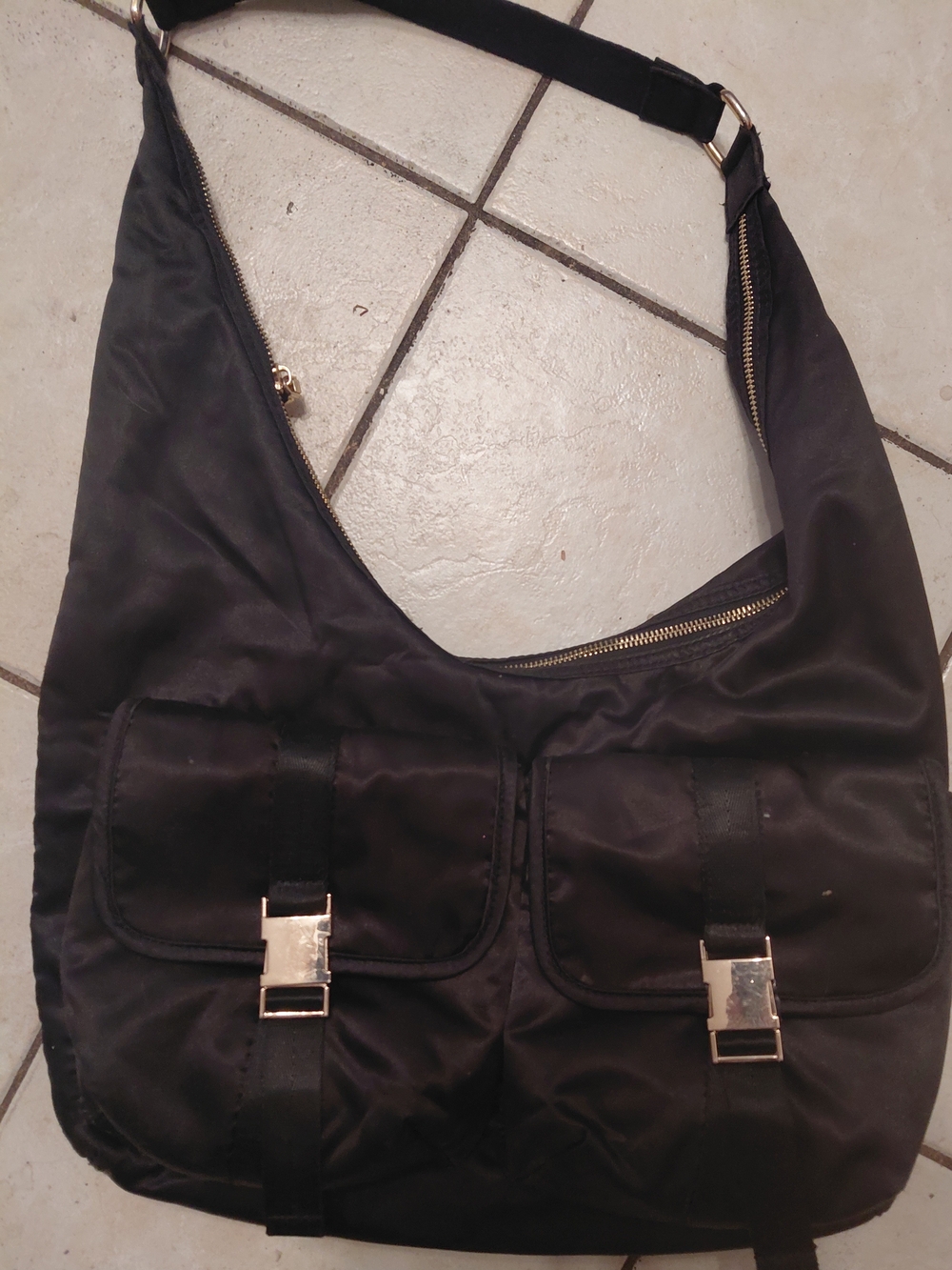 Black Satin STEVE MADDEN Womens Shoulder Bag - Classic Hobo Crossbody